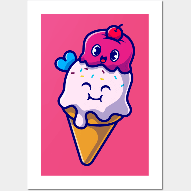 Happy Ice Cream Cone Cartoon Wall Art by Catalyst Labs